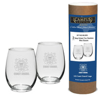 Load image into Gallery viewer, Coast Guard Seal Set of Two 21oz Stemless Wine Glasses (Clear)*