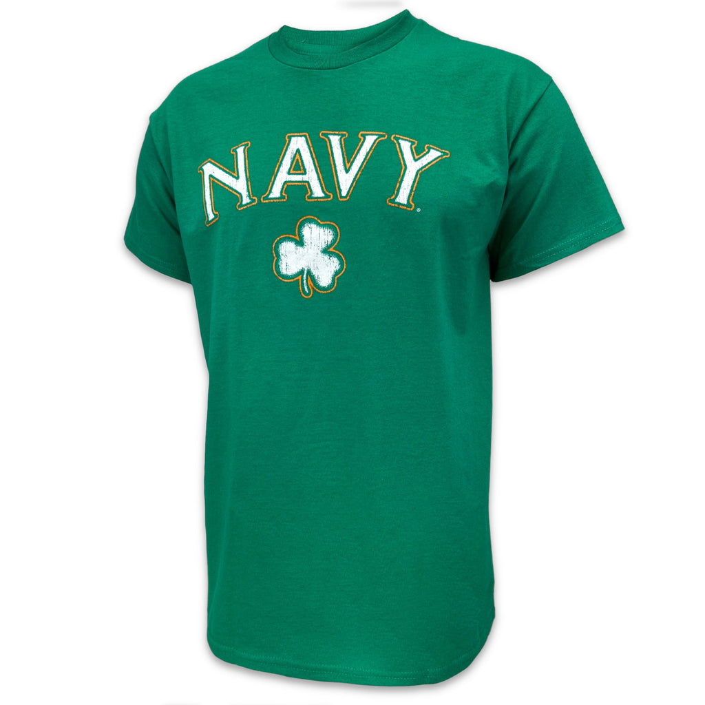 Navy Distressed Shamrock T-Shirt (Kelly Green)