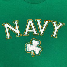 Load image into Gallery viewer, Navy Distressed Shamrock T-Shirt (Kelly Green)