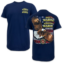 Load image into Gallery viewer, Marines Once A Marine Always A Marine Eagle T-Shirt (Navy)