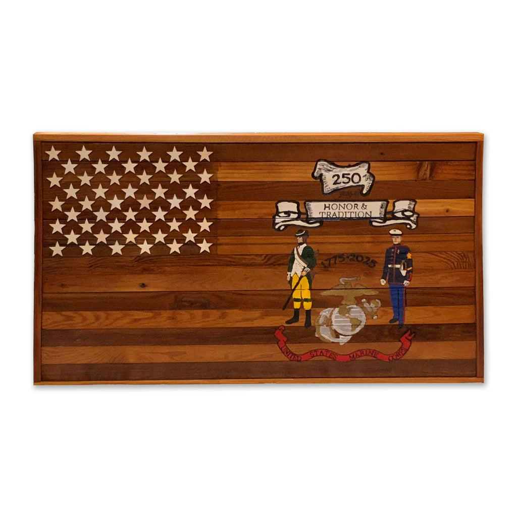 250th USMC Birthday Barnwood Flag (natural stain)*