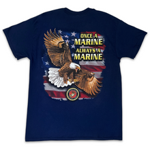 Load image into Gallery viewer, Marines Once A Marine Always A Marine Eagle T-Shirt (Navy)