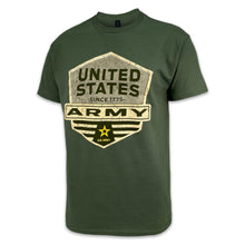 Load image into Gallery viewer, Army Distressed Hexagon Shield T-Shirt (OD Green)