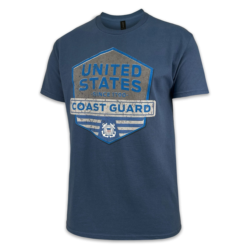 Coast Guard Distressed Hexagon Shield T-Shirt (Indigo)