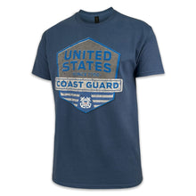 Load image into Gallery viewer, Coast Guard Distressed Hexagon Shield T-Shirt (Indigo)