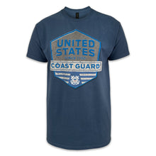 Load image into Gallery viewer, Coast Guard Distressed Hexagon Shield T-Shirt (Indigo)