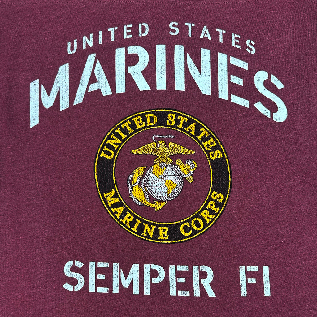 United States Marines Ladies Stencil T-Shirt (Burgundy)