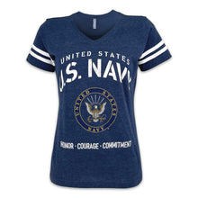 Load image into Gallery viewer, United States Navy Ladies Stencil T-Shirt (Navy)