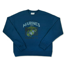 Load image into Gallery viewer, Marines Ladies Vintage Stencil Champion Crewneck (Blue)