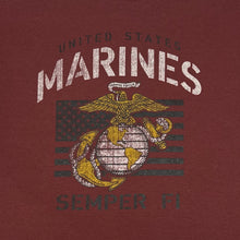 Load image into Gallery viewer, Marines Ladies Vintage Stencil Crewneck (Maroon)