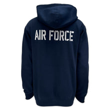 Load image into Gallery viewer, Air Force Wings Tackle Twill Embroidered Fleece Full Zip Hood (Navy)