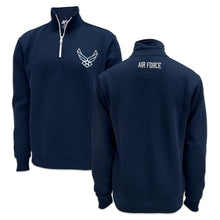 Load image into Gallery viewer, Air Force Wings Tackle Twill Embroidered Fleece Quarter Zip (Navy)