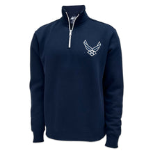 Load image into Gallery viewer, Air Force Wings Tackle Twill Embroidered Fleece Quarter Zip (Navy)