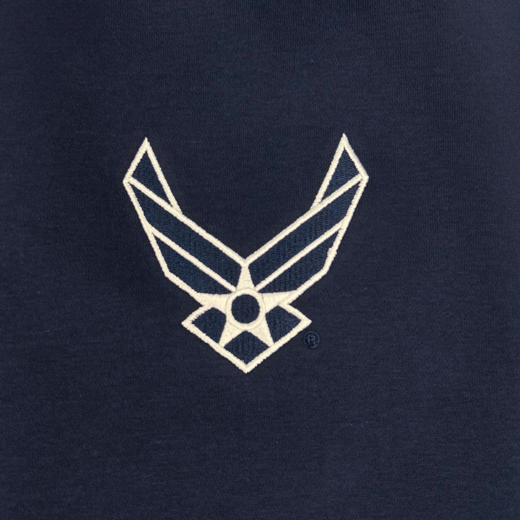 Air Force Wings Tackle Twill Embroidered Raglan Fleece Crewneck (Navy)