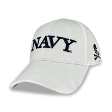 Load image into Gallery viewer, Navy Under Armour Jolly Roger Hat (White)