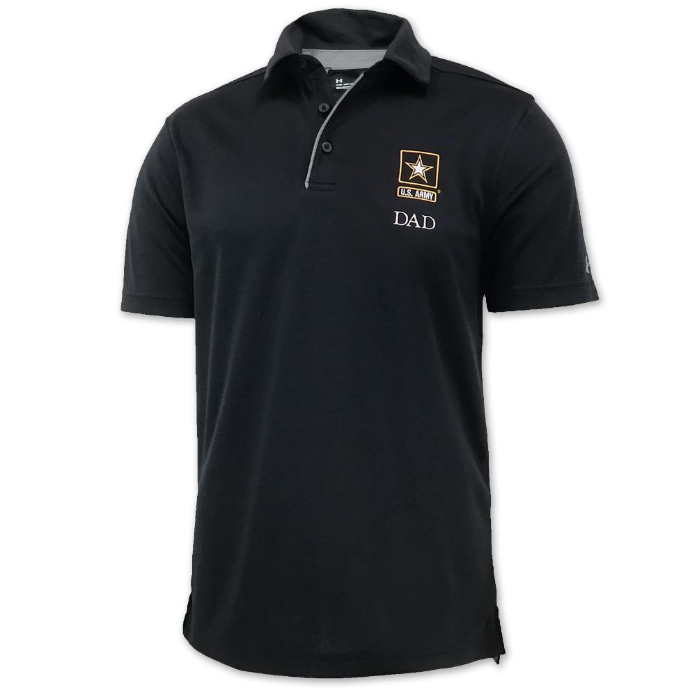 Army Star Dad Under Armour Tech Polo (Black)