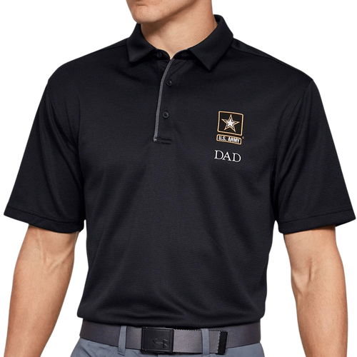 Army Star Dad Under Armour Tech Polo (Black)