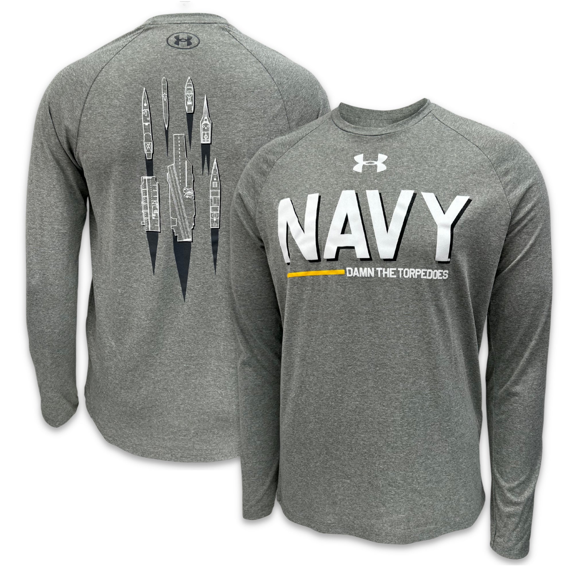 Navy Under Armour Damn the Torpedoes Ship Long Sleeve T-Shirt (Grey)