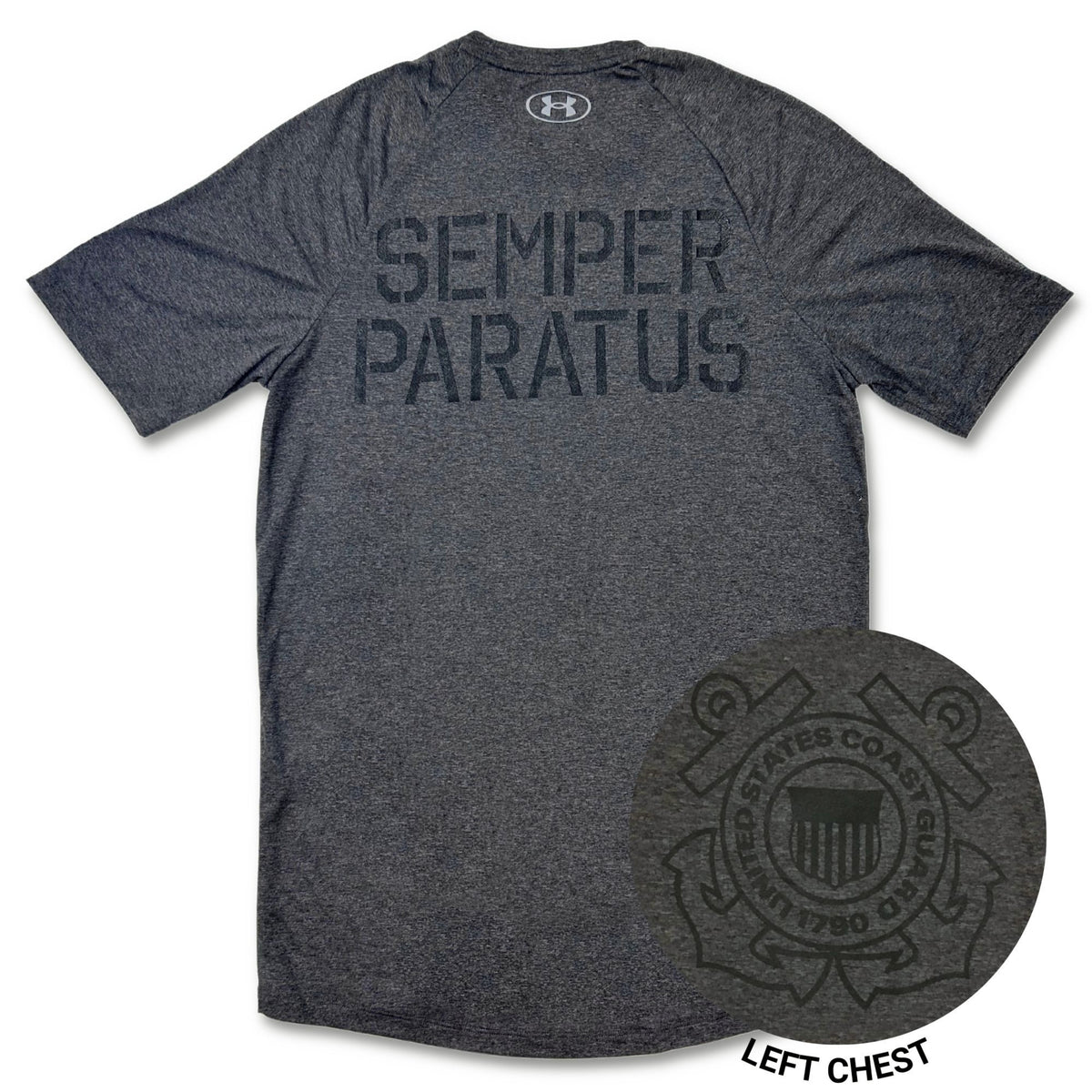 U.S. Coast Guard T-Shirts: Coast Guard Under Armour Semper Paratus Tech T- Shirt in Charcoal