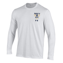 Load image into Gallery viewer, Navy Under Armour 2024 Rivalry 2-Sided Fear the Bones Long Sleeve T-Shirt (White)