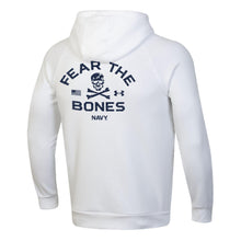 Load image into Gallery viewer, Navy Under Armour 2024 Rivalry 2-Sided Fear the Bones Fleece Hood (White)