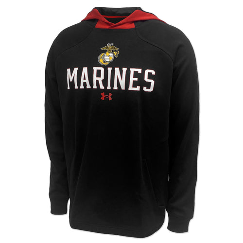 Marines Under Armour Gameday Double Knit Fleece Hood (Black)