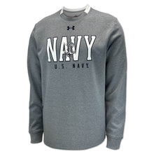 Load image into Gallery viewer, Navy Under Armour Gameday Double Knit Fleece Crewneck (Grey)