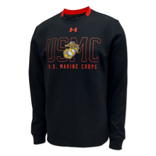 Load image into Gallery viewer, Marines Under Armour Gameday Double Knit Fleece Crewneck (Black)