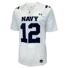 Load image into Gallery viewer, Navy Under Armour 2024 Sideline Replica #12 Football Jersey (White)