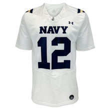 Load image into Gallery viewer, Navy Under Armour Sideline Replica #12 Football Jersey (White)