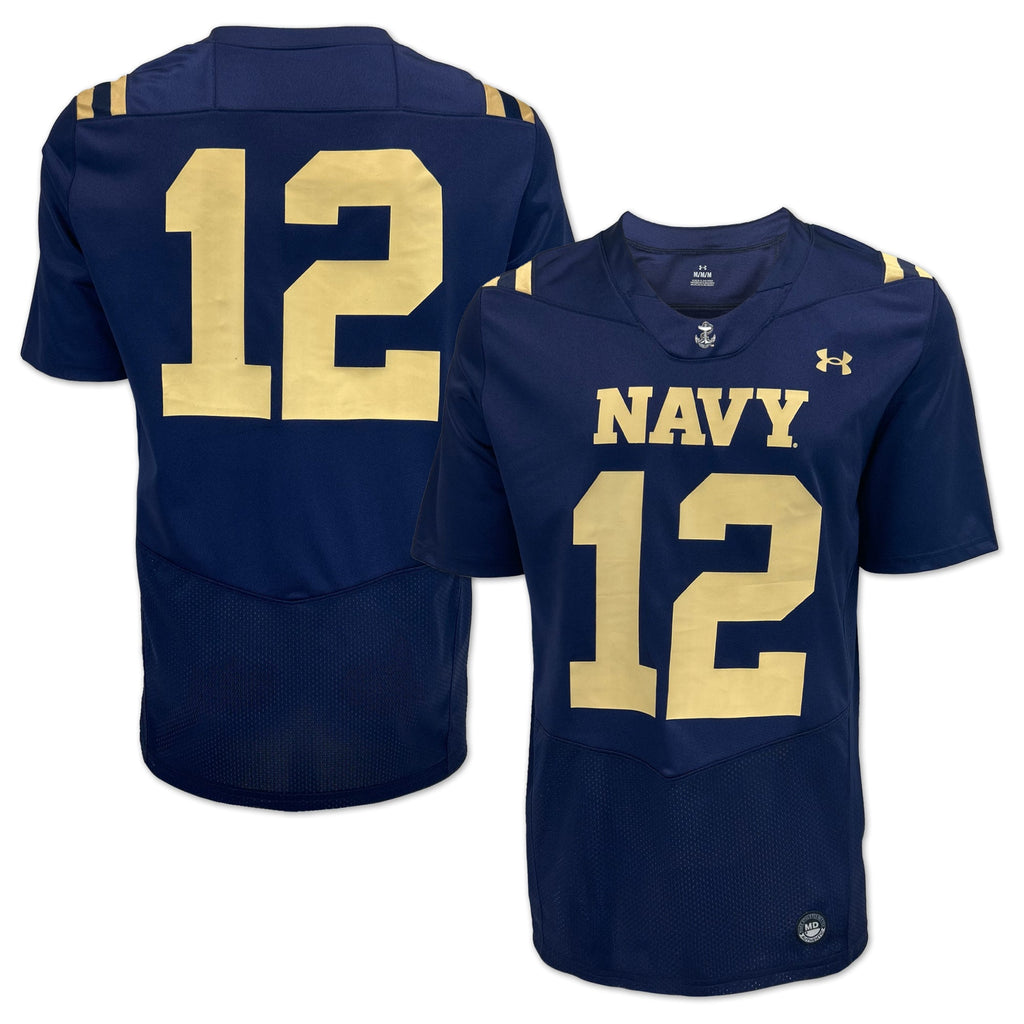 Navy Under Armour Sideline Replica #12 Football Jersey (Navy)