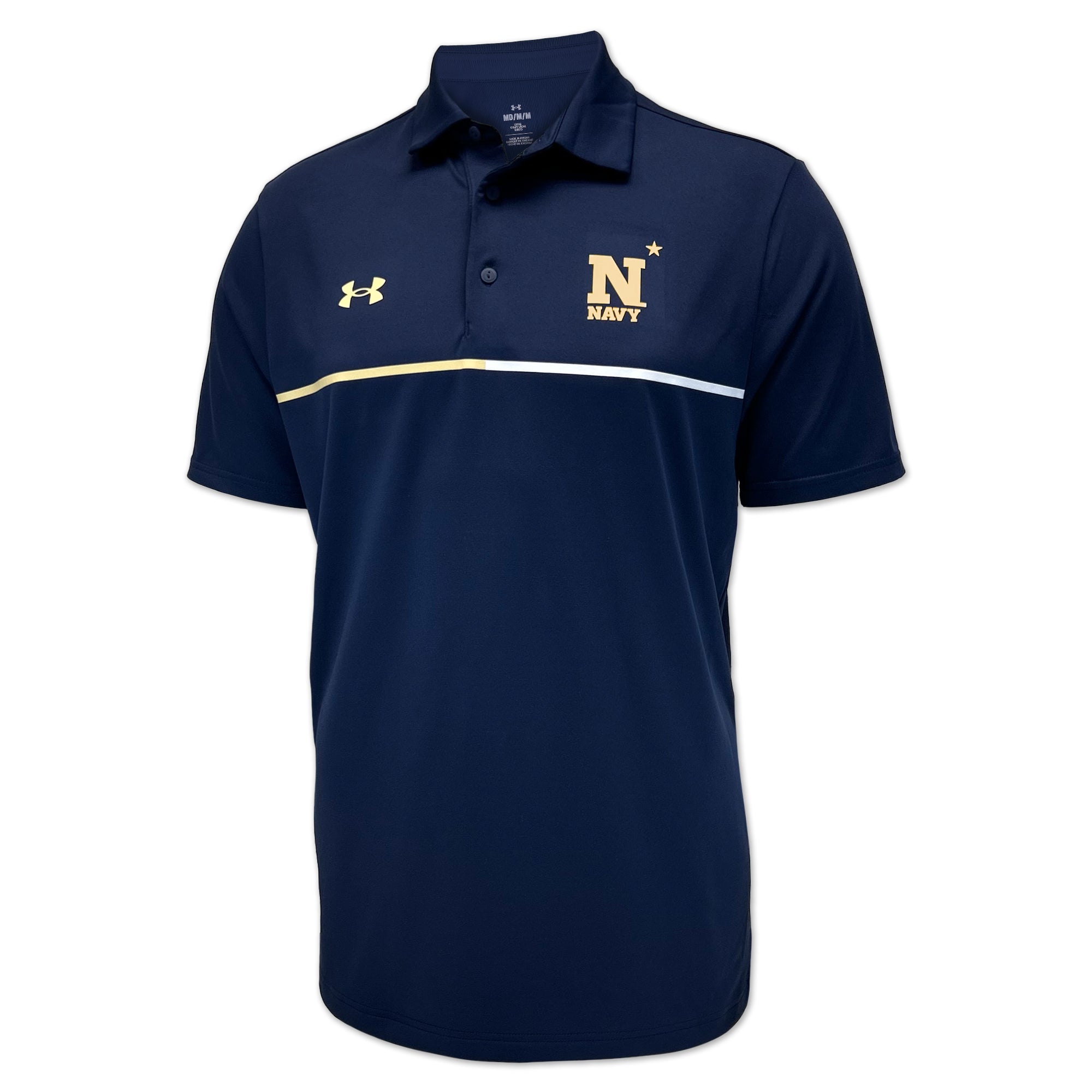 Navy Under Armour Sideline Playoff Chest Stripe Polo (Navy)