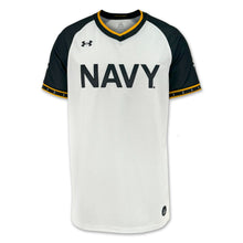 Load image into Gallery viewer, Navy Under Armour Baseball Replica Jersey (White)