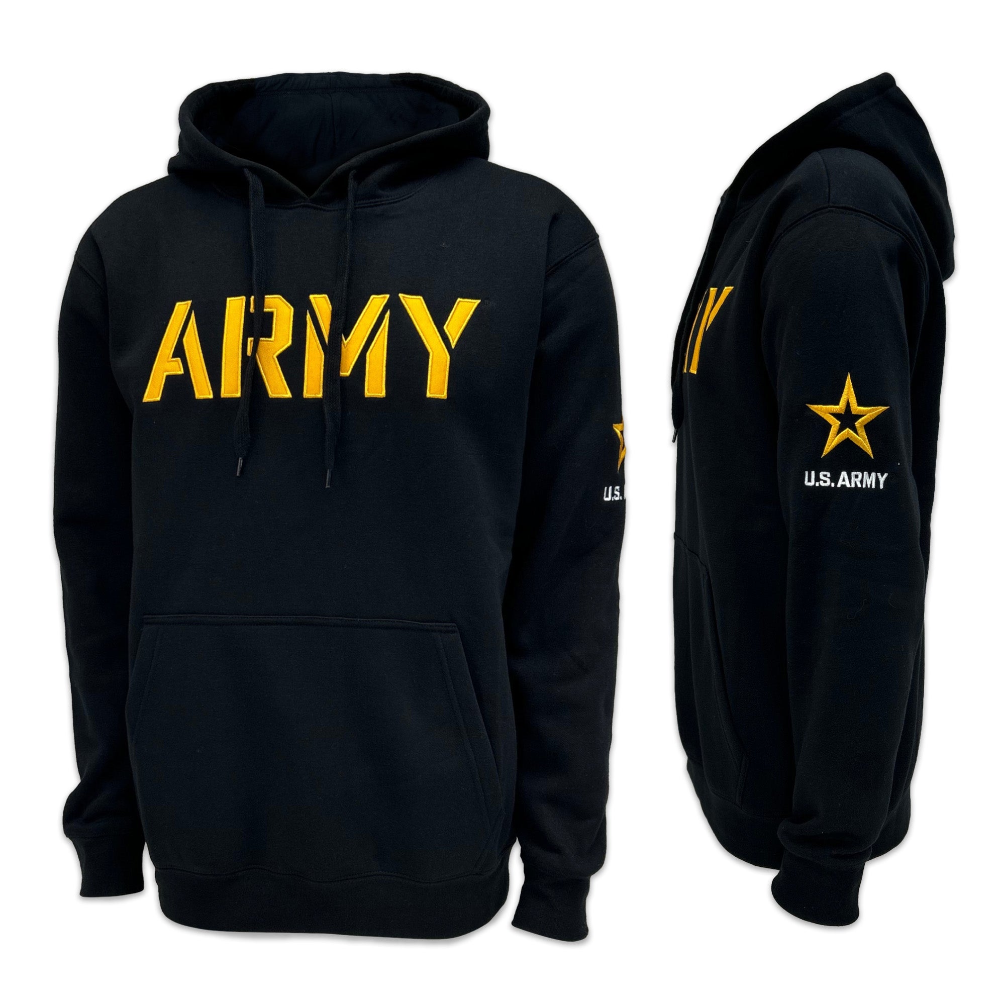 Army Star Tackle Twill Embroidered Fleece Hood (Black)