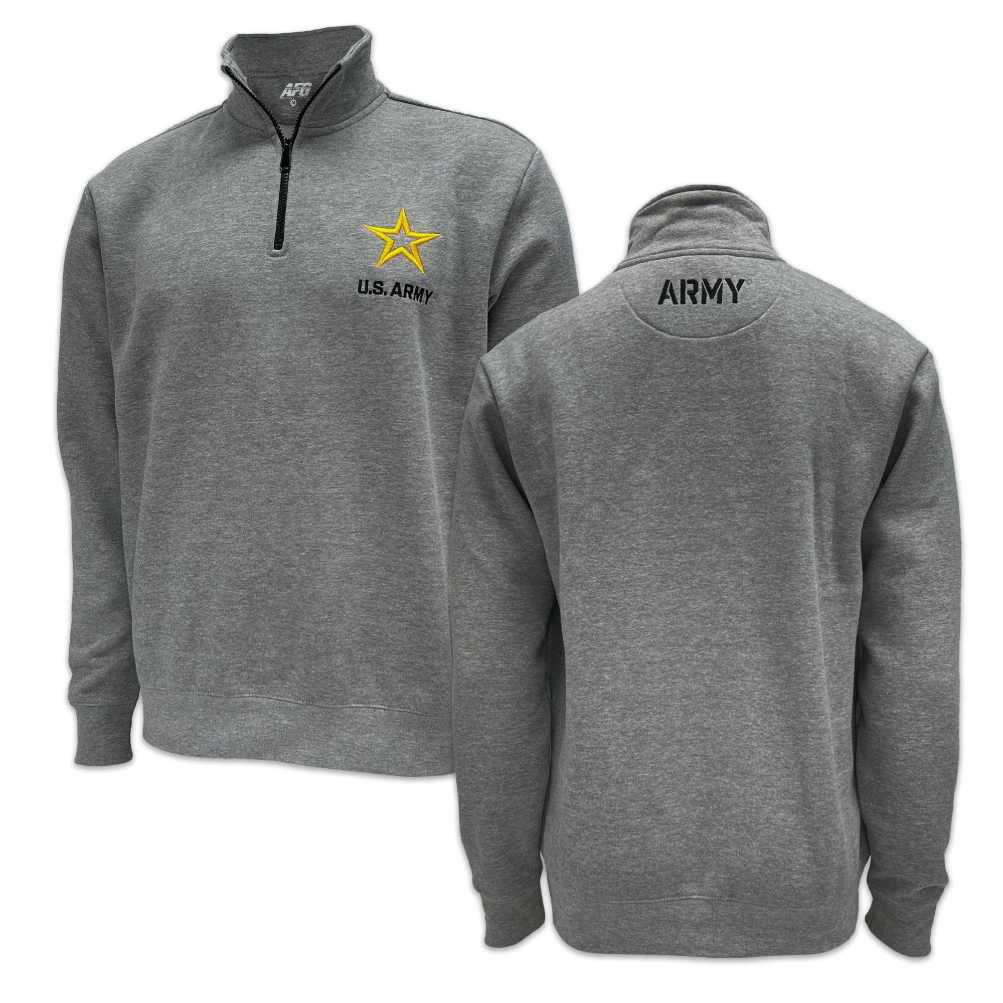 Army Star Tackle Twill Embroidered Fleece Quarter Zip (Grey)