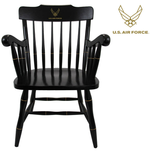 Air Force Wings Wooden Captain Chair (All Black)*