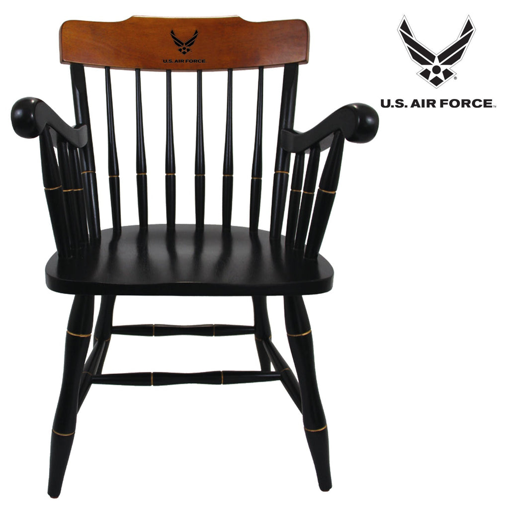 Air Force Wings Wooden Captain Chair (Black with Cherry Crown)*