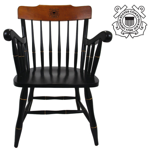 Coast Guard Seal Wooden Captain Chair (Black with Cherry Crown)*