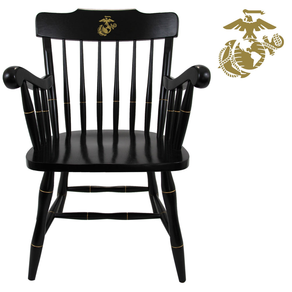 Marines EGA Wooden Captain Chair (All Black)*