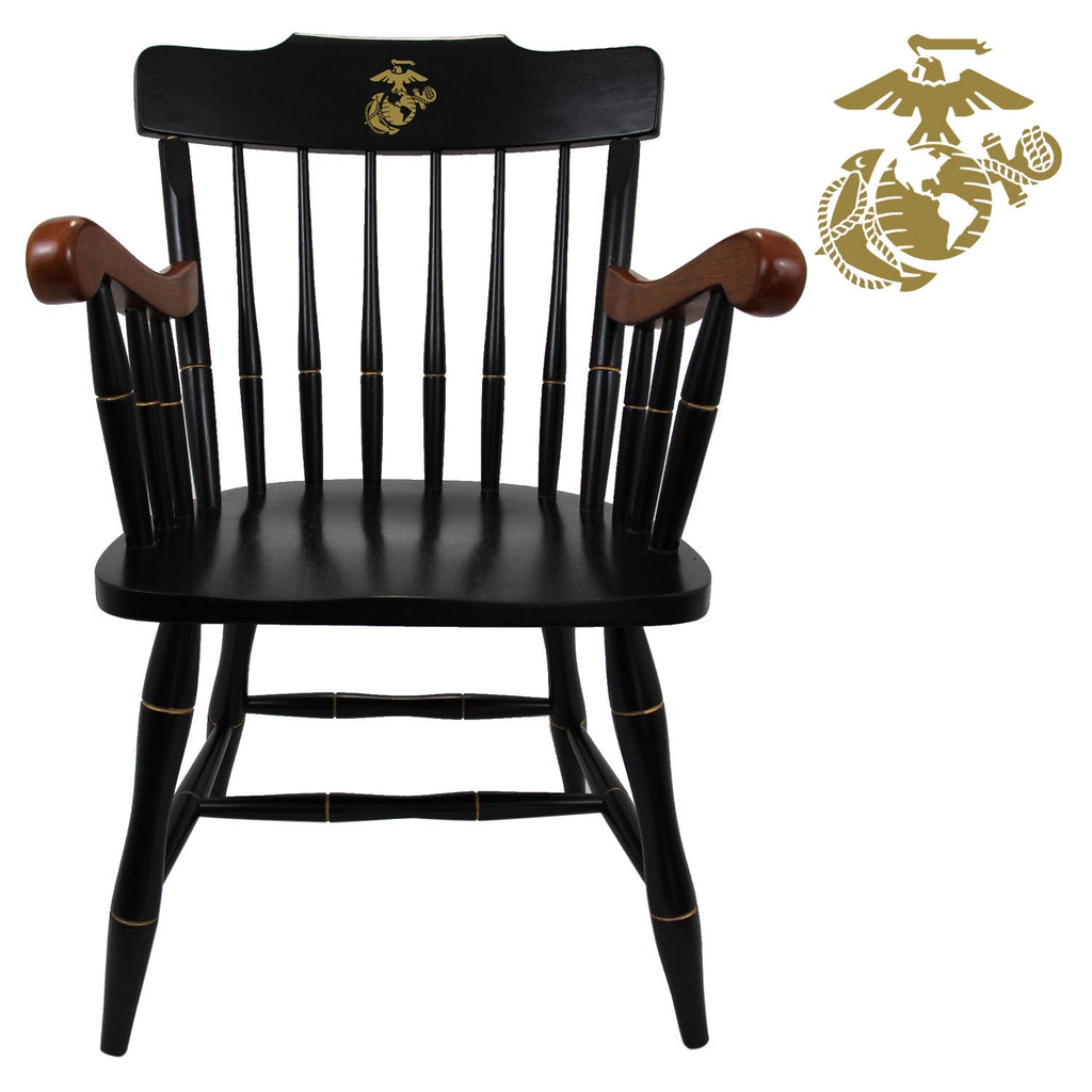 Marines EGA Wooden Captain Chair (Black with Cherry Arms)*