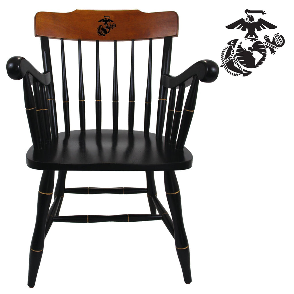 Marines EGA Wooden Captain Chair (Black with Cherry Crown)*