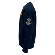 Load image into Gallery viewer, Navy Anchor Tackle Twill Embroidered Raglan Fleece Crewneck (Navy)