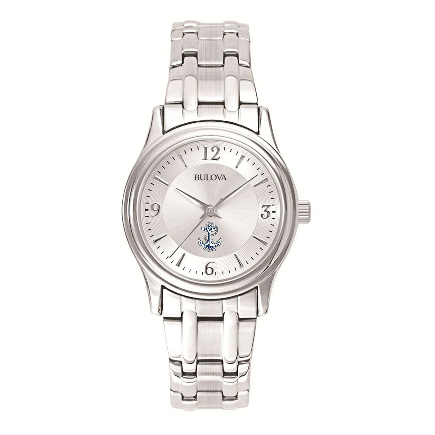 Navy Anchor Ladies Bulova Stainless Steel Bracelet Watch (Silver)*