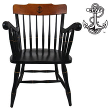 Load image into Gallery viewer, Navy Anchor Wooden Captain Chair (Black with Cherry Crown)*