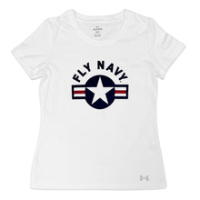 Load image into Gallery viewer, Navy Ladies Under Armour Fly Navy T-Shirt (White)