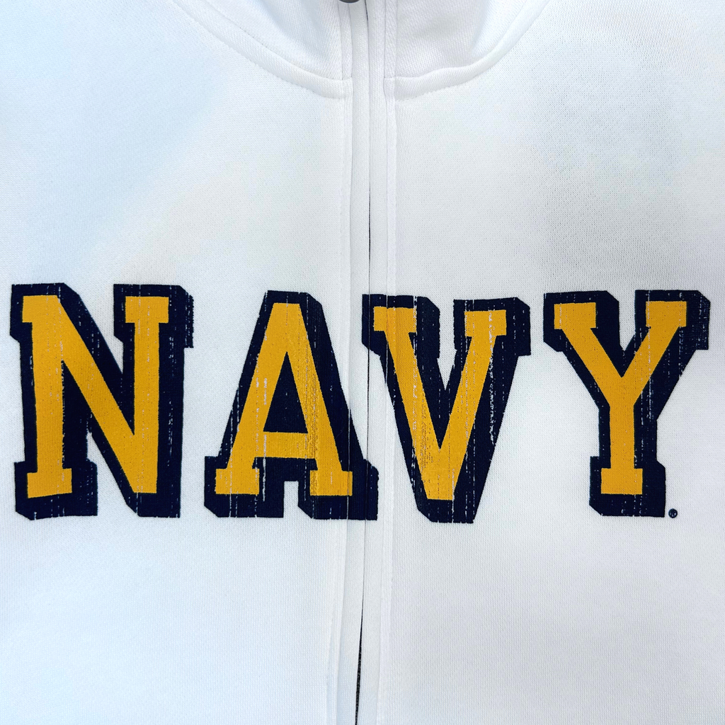 Navy Ladies Under Armour Distressed Fleece Full Zip (White)