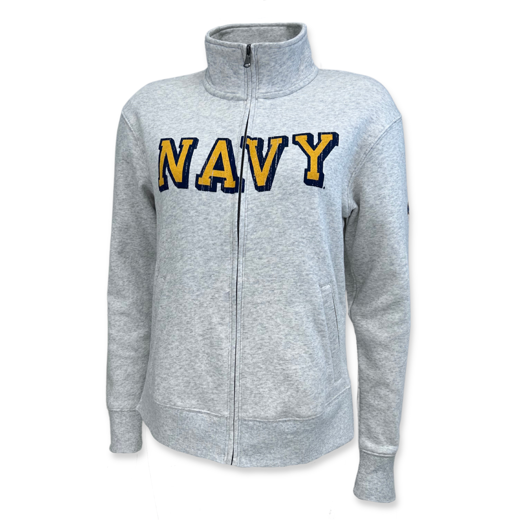 Navy Ladies Under Armour Distressed Fleece Full Zip (Grey)