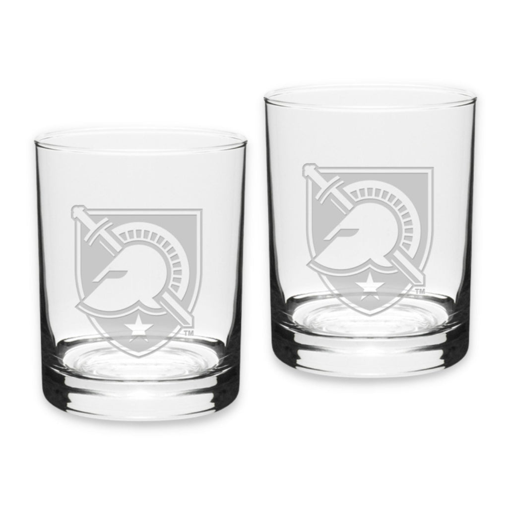 Army West Point 14oz Deep Etched Double Old Fashion Glasses (Clear)*