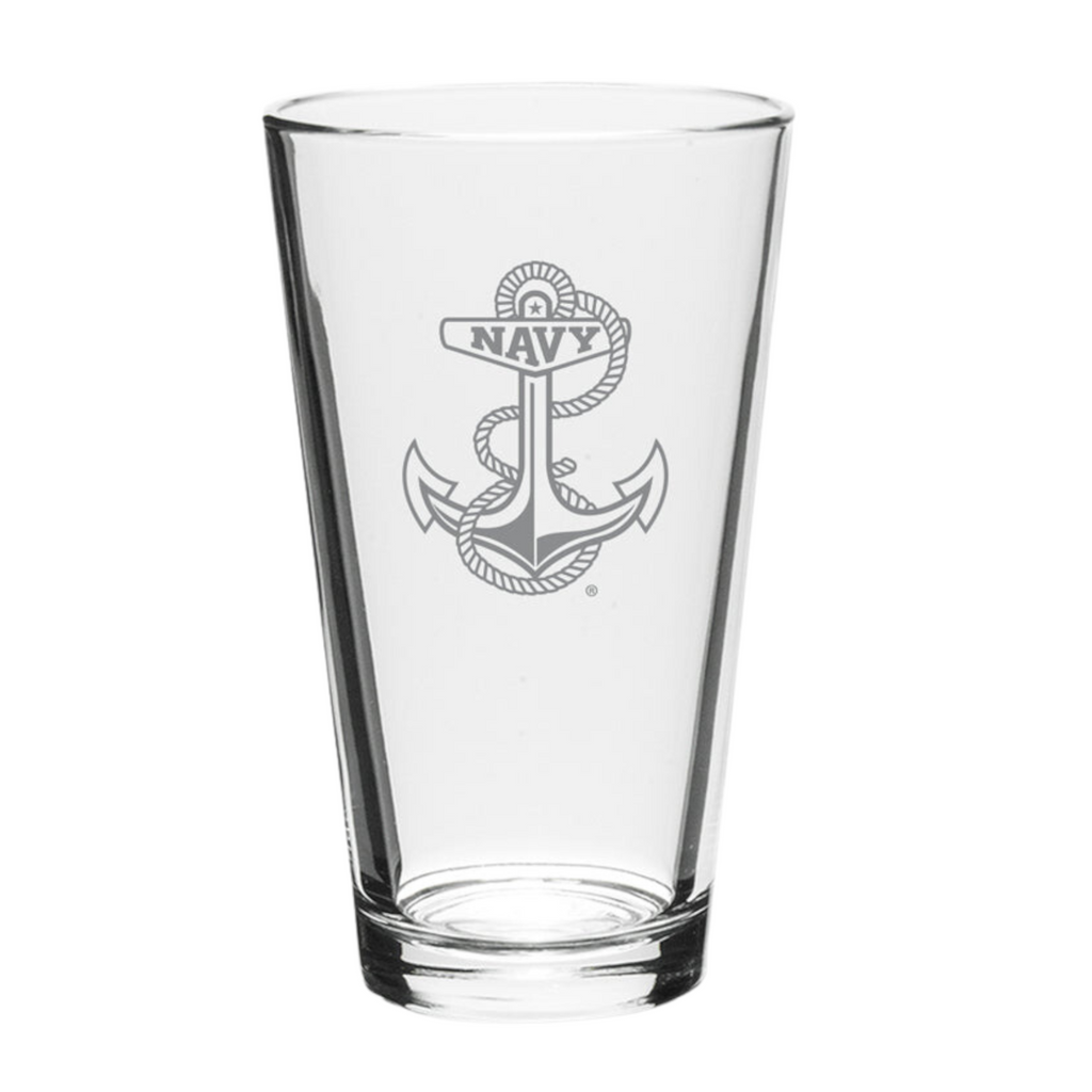 Navy Anchor Set of Two 16oz Classic Mixing Glasses*