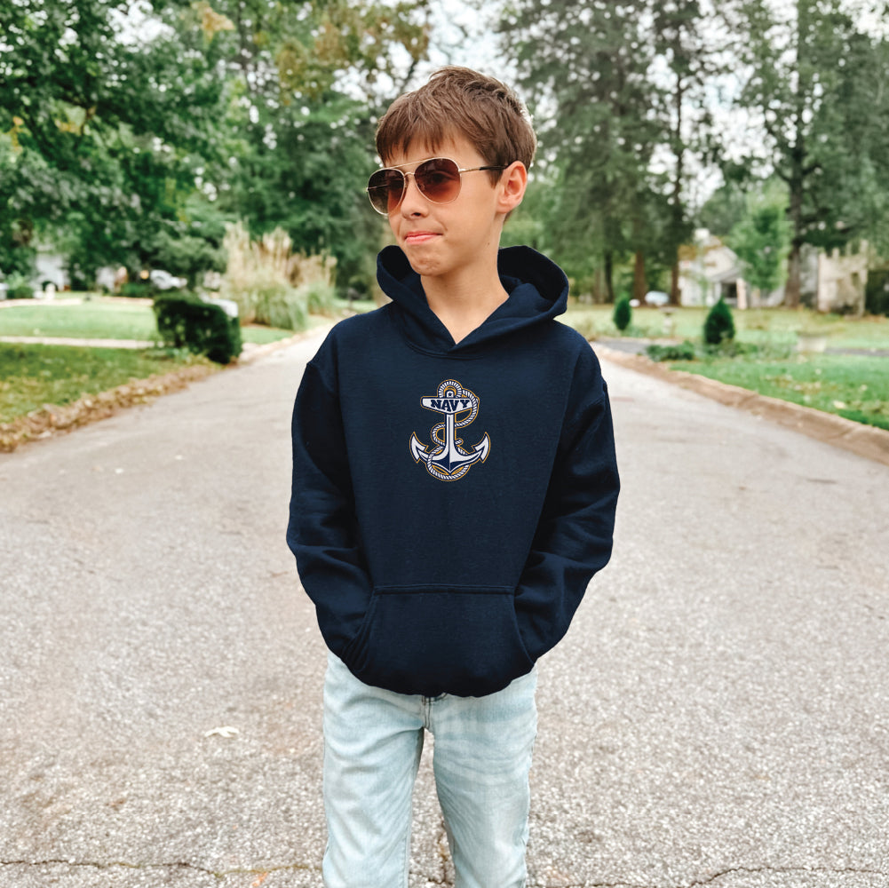 Navy Youth Anchor Logo Hood